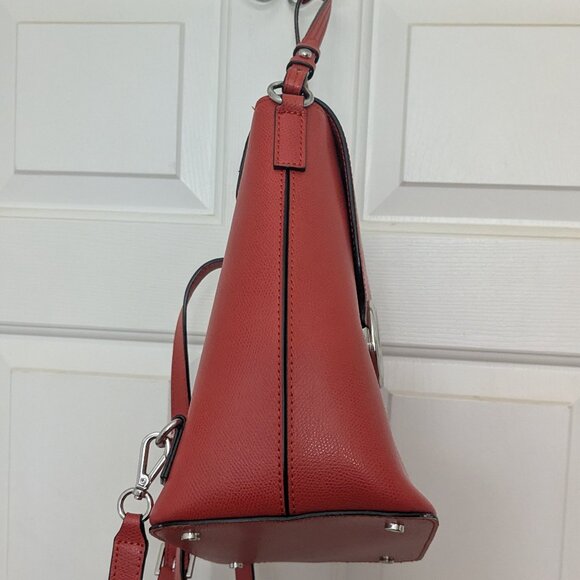 CALVIN KLEIN Women\'s L-REESE CONVERTIBLE BACKPACK PURSE Real Leather Red main image 3
